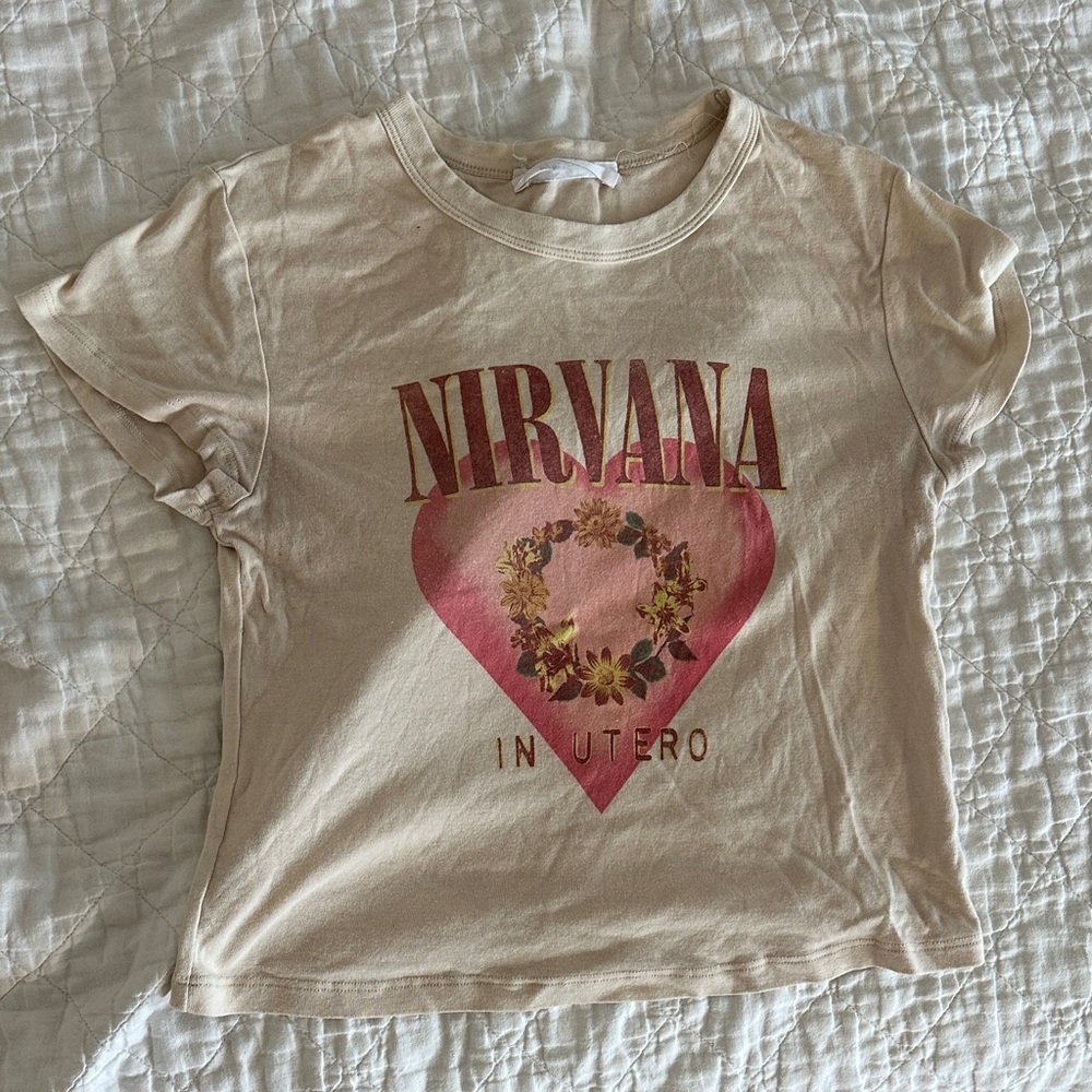 Free People Tan Nirvana Graphic Tee